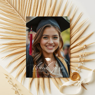 Elegantes Script Overlay Grad Party Foto Vielen Da Dankeskarte