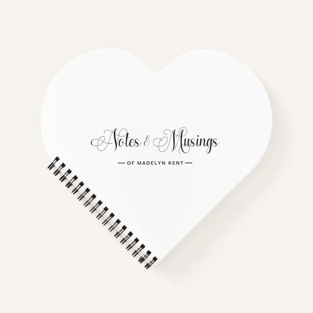 Elegantes Script Personalisiert Notes & Musings He Notizbuch (Vorderseite)