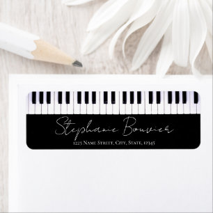 Elegantes Script Piano Keyboard Music Teacher Labe