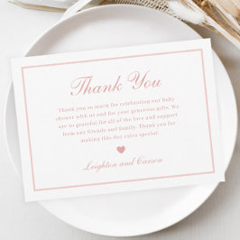 Elegantes Script Pink Baby Shower Dankeskarte