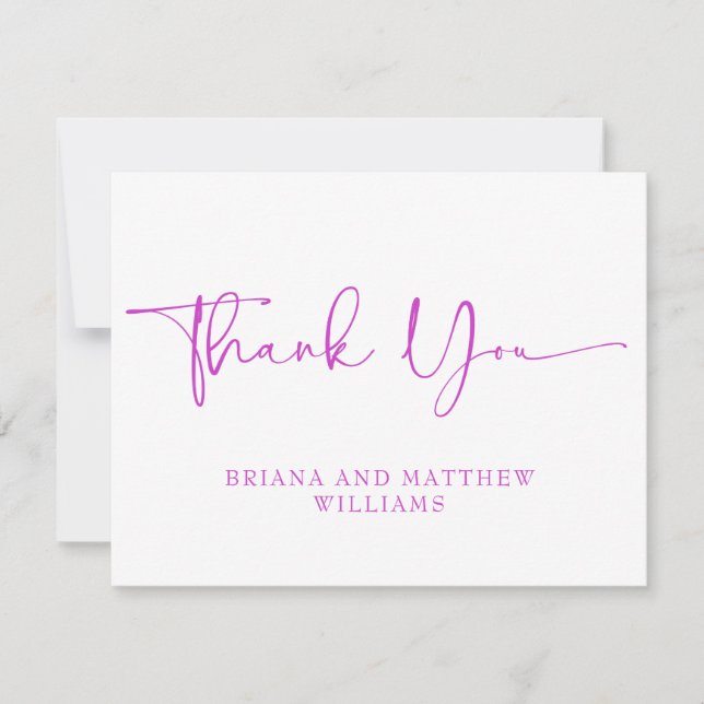 Elegantes Script Pink Wedding Dankeschön Card Dankeskarte (Vorderseite)