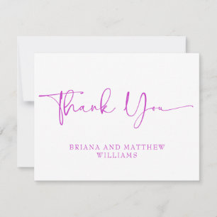 Elegantes Script Pink Wedding Dankeschön Card Dankeskarte