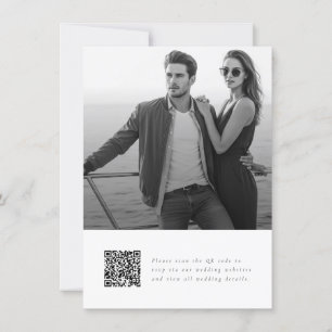 Elegantes Script QR Code Foto Hochzeit Einladung
