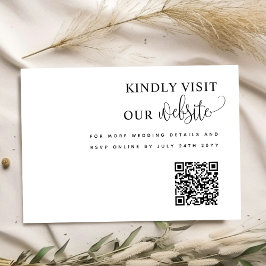 Elegantes Script QR Code Wedding Website Kraft Begleitkarte
