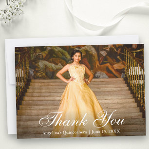 Elegantes Script Quinceañera Foto Dankeskarte