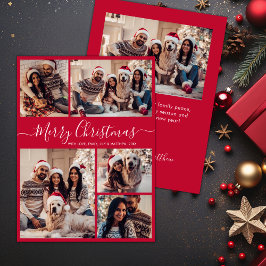 Elegantes Script Red 5 Foto Collage Weihnachten
