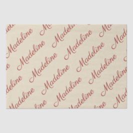 Elegantes Script Red Name Tan Seidenpapier