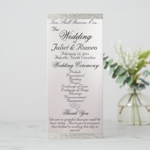 Elegantes Script & Ribbon - White/Silver Wedding Programm