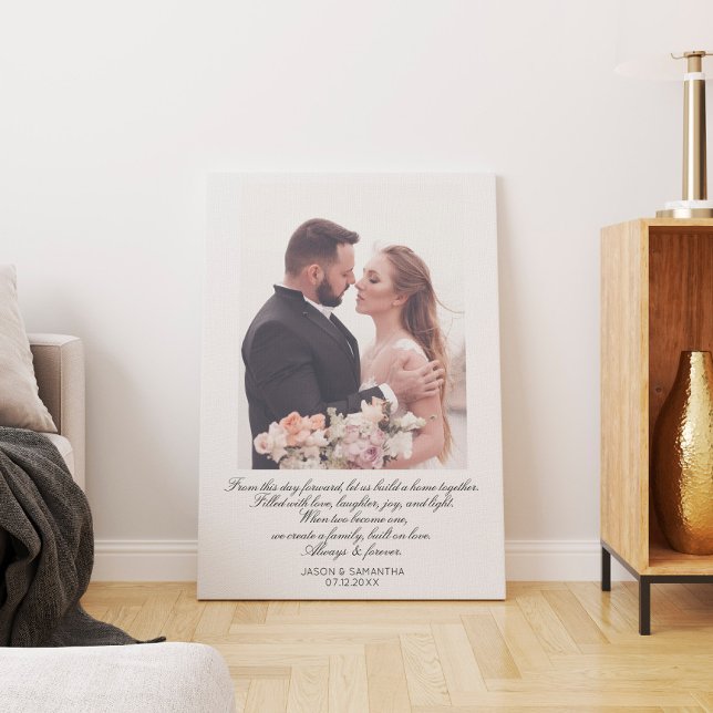 Elegantes Script riesige Hochzeit Foto & Custom Vo Leinwanddruck (Elegant Script Huge Wedding Photo & Custom Vows Canvas Print
)