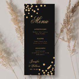 Elegantes Script Romantic Wedding Confetti Gold Bl Menükarte