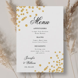 Elegantes Script Romantic Wedding Confetti Gold Menükarte
