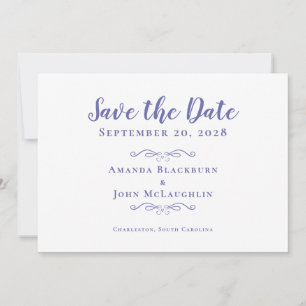Elegantes Script Romantische Kalligrafie Periwinkl Save The Date