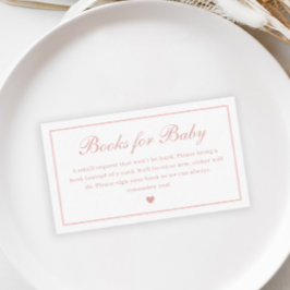 Elegantes Script Rosa Bücher für Baby Shower Begleitkarte