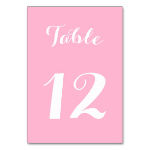 Elegantes Script Rosa White Chic Braut Brautparty Tischnummer