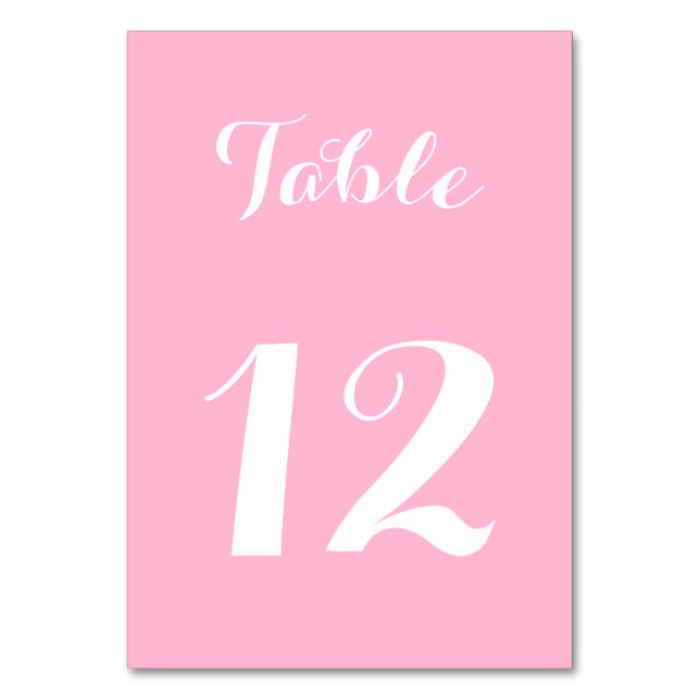 Elegantes Script Rosa White Chic Braut Brautparty Tischnummer (Vorderseite)