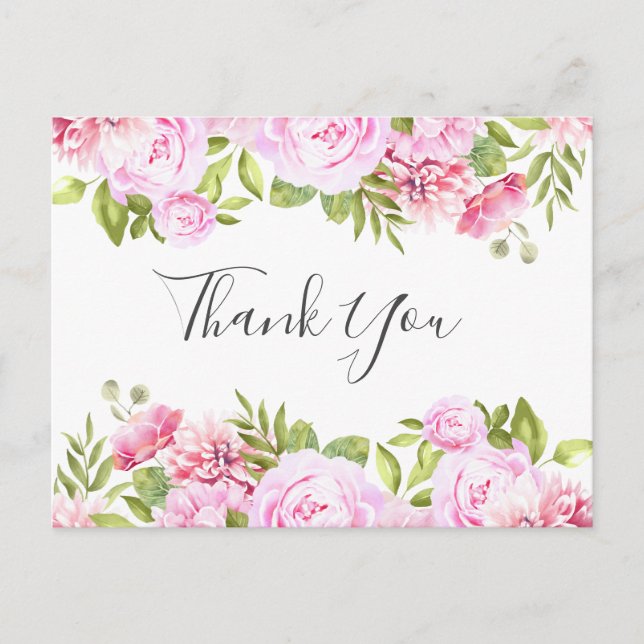 Elegantes Script Rose Banner Business Vielen Dank Postkarte (Vorderseite)