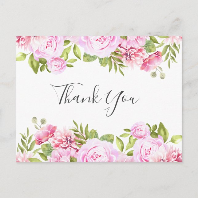 Elegantes Script Rose Banner Business Vielen Dank Postkarte (Vorderseite)