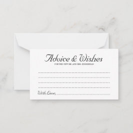 Elegantes Script Rustic Wedding Advice & Wishings Hinweiskarte