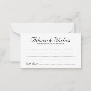 Elegantes Script Rustic Wedding Advice & Wishings  Hinweiskarte