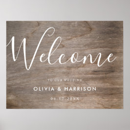 Elegantes Script Rustic Wedding Welcome Sign Poster