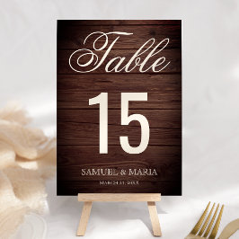 Elegantes Script Rustic Wood Wedding Tischnummer