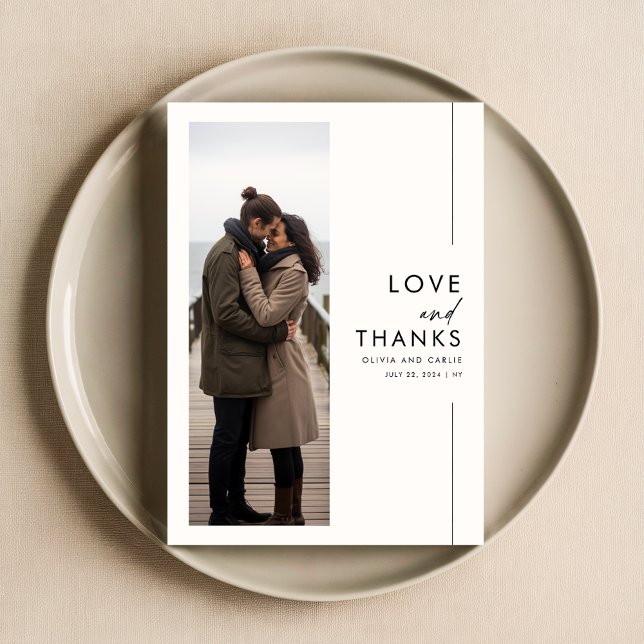 Elegantes Script Rustikales Foto Hochzeit Dankeskarte (Von Creator hochgeladen)