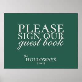 Elegantes Script Sage Green Wedding Guestbook Poster
