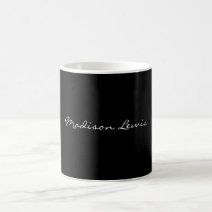 Elegantes Script Schlicht Black Name Calligraphy Kaffeetasse