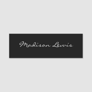 Elegantes Script Schlicht Black Name Calligraphy Namensschild