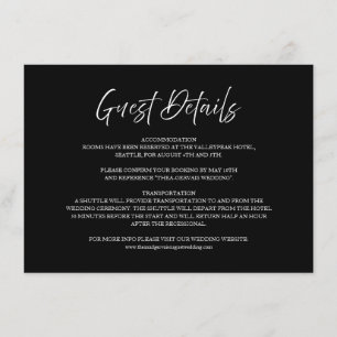 Elegantes Script Schwarz Minimal Wedding Guest Det Begleitkarte