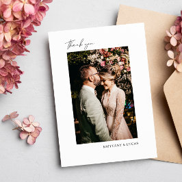 Elegantes Script Schwarz-weiß Wedding Dankeschön C Dankeskarte
