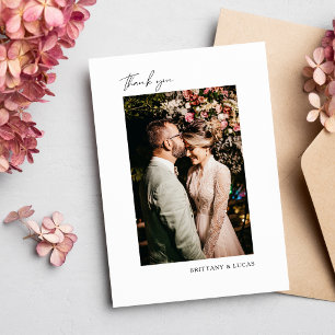 Elegantes Script Schwarz-weiß Wedding Dankeschön C Dankeskarte