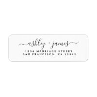 Elegantes Script Schwarz-weiß Wedding Rücksendeadr