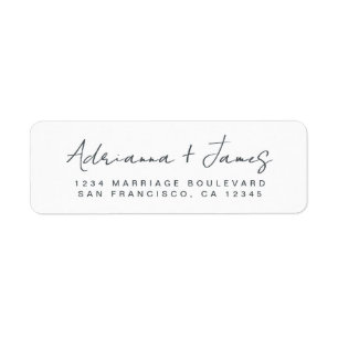 Elegantes Script Schwarz-weiß Wedding Rücksendeadr