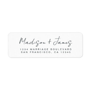 Elegantes Script Schwarz-weiß Wedding Rücksendeadr