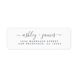 Elegantes Script Schwarz-weiß Wedding Rücksendeadr