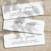 Elegantes Script Schwarz-weiß Wedding Rücksendeadr