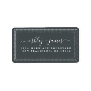 Elegantes Script Schwarz-weiß Wedding Rücksendeadr Adressaufkleber