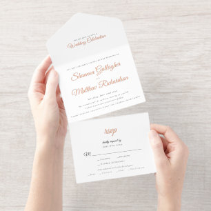 Elegantes Script Schwarz-weiße Rose All-in-One-Einladung