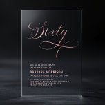 Elegantes Script Sechzigste Rose Gold 60. Geburtst Acryleinladungen<br><div class="desc">Feiern Sie einen bemerkenswerten Meilenstein mit der eleganten Script-Sixty Rose Gold 60. Geburtstag Einladung. Dieses wunderschön gestaltete Design verbindet anmutiges Drehbuch in Rose-Goldtönen mit einer raffinierten Kulisse und schafft eine Einladung,  die zeitlos ist wie die Feier selbst. Ideal für eine stilvolle und unvergessliche 60. Geburtstagsfeier.</div>