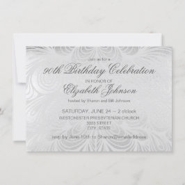 Elegantes Script Silver 90. Geburtstagseinladung Einladung