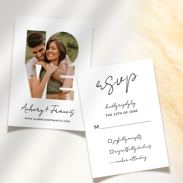 Elegantes Script Simple Foto Wedding Kindly Antwor RSVP Karte (Von Creator hochgeladen)