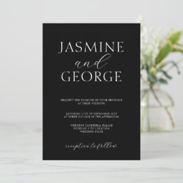 Elegantes Script Simple Modern Black Wedding Einladung