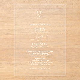 Elegantes Script Simple Monogram Modern Wedding Acryleinladungen