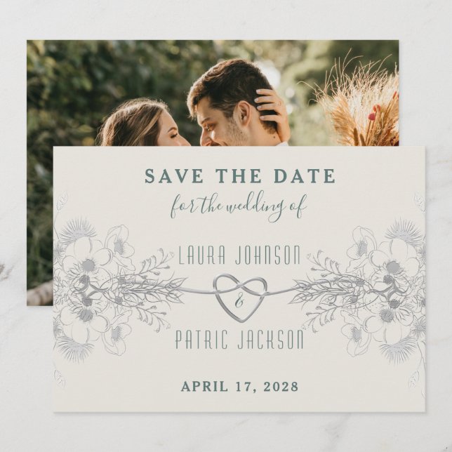 Elegantes Script Simple Wedding Save The Date (Vorne/Hinten)