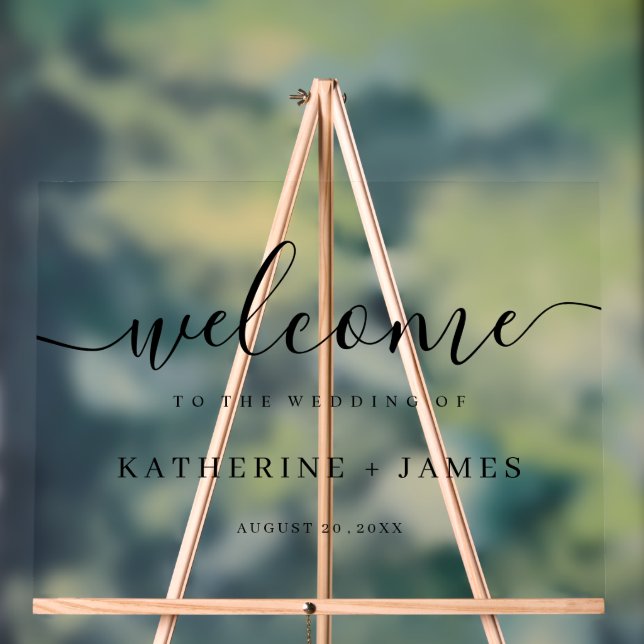 Elegantes Script Simplistic Wedding Akryllische Ze Acrylschild (Neutral)