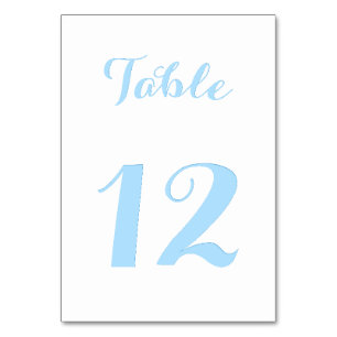 Elegantes Script Stilvolle White Blue Wedding Part Tischnummer