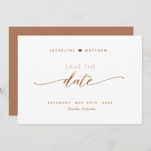 Elegantes Script, Terracotta, einfache Hochzeit Save The Date