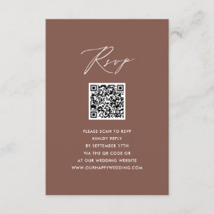 Elegantes Script Terracotta Simple QR Wedding RSVP Begleitkarte