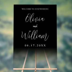 Elegantes Script Transparent Wedding Welcome Acrylschild
